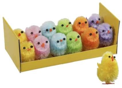 [A-010853] Chenille kuikens Pastel 4 kleuren set 12 stuks