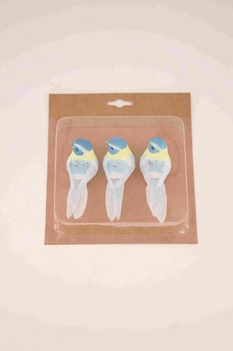 [A-022768] Bird on clip Lichtblauw 10,5x3,5x3,5 cm 3 stuks