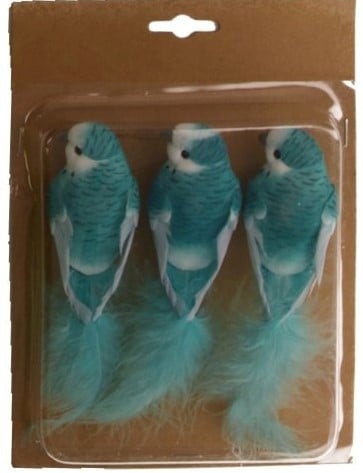 [A-024047] Prachtige vogeltjes op clip Blauw 5,5x4,5x17 cm 3 stuks 