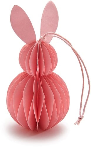 [A-025527] Paashaas Konijntje Honeycomb hanger Roze 6x12 cm