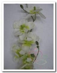 [A-007092] Orchidee Wit Groen Zijden ca. 7 bloemen per tak