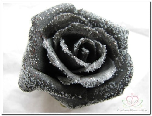 [A-008094] Foamroos Emilia Snow Black 6 cm doos 42 stuks 