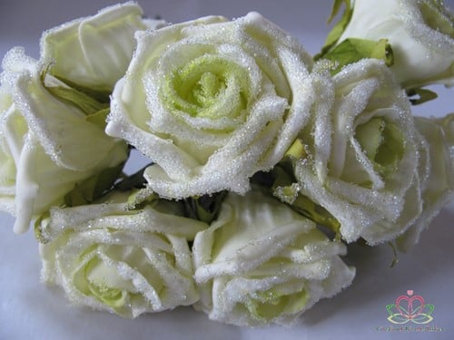 [A-008787] foam roos Elegant cremeGroen besuikerd / bundel 