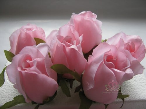 [A-009028] Zijden Roosjes Pink Roze 5-6 cm 10 stuks