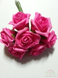 [A-009849] Foamroos Emilia Neon Pink 6 cm bundel 7 stuks