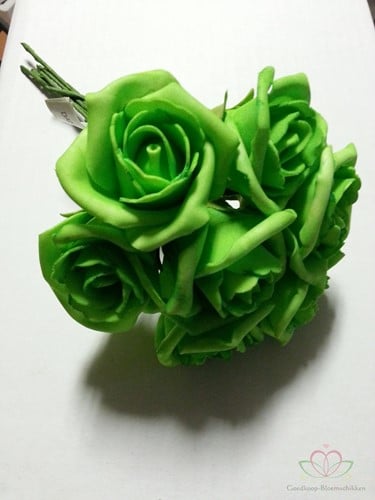 [A-009851] Foamroos Emilia Neon Groen 6 cm doos 42 stuks 