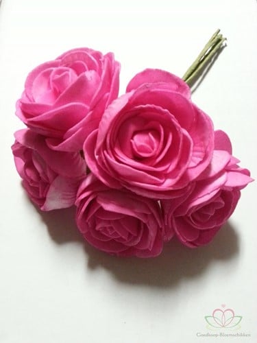 [A-009870] Camelia Ranonkel Fuchsia Neon Foambloem bundel 5 stuks