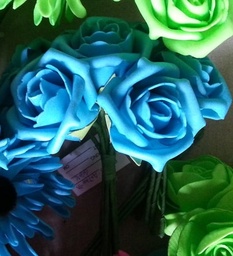 [A-010052] Foamroos Emilia Neon Blauw 6 cm bundel 7 stuks