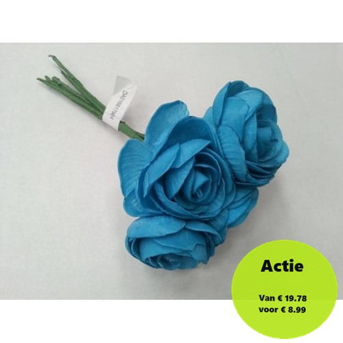 [A-010053] Camelia Ranonkel Blauw Neon Foambloem doos 30 stuks