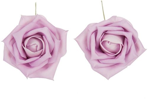 [A-010463] Foamroos de Luxe Lila Roze 9 cm 8 stuks