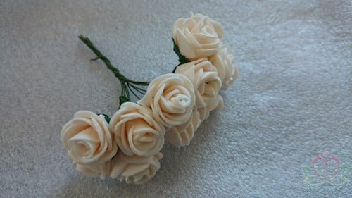 [A-011746] Mini Foam Roos Ivory Zalm 2,5 cm Bundel 12 stuks