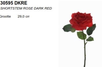 [A-012444] Zijden Roos Beauty Dark Rood knop per stuk