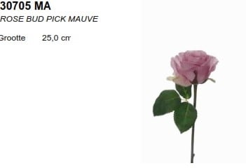 [A-012446] Zijden Roos Bud knop Half Open Mauve per stuk