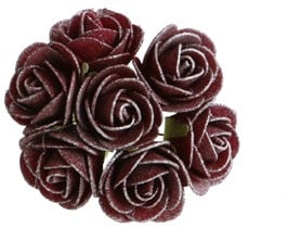 [A-012679] Mini Foam Roos Emilia Burgundy Antique 3 cm Doos 84 stuks