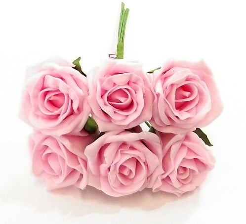 [A-013389] Foamroos Princess Kleurvast Babyroze BabyPink 6 cm Bundel 6 stuks