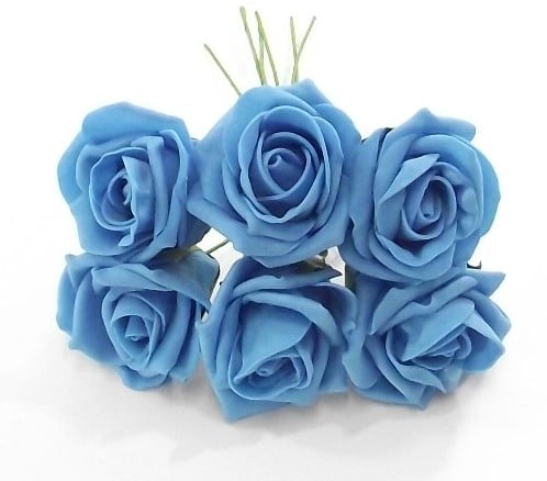 [A-013918] Foamroos Princess Kleurvast Turquoise 6 cm Bundel 6 stuks