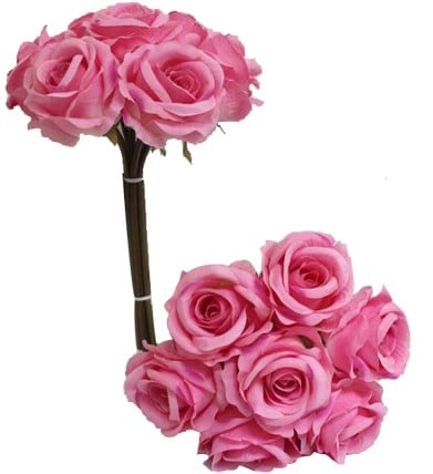 [A-013939] Zijden Roos Dark Pink Large Bundel 7 stuks