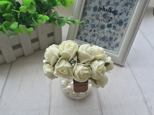 [A-014115] Mini Foam Roos Roomwit Offwhite 2,5 cm Bundel 12 stuks