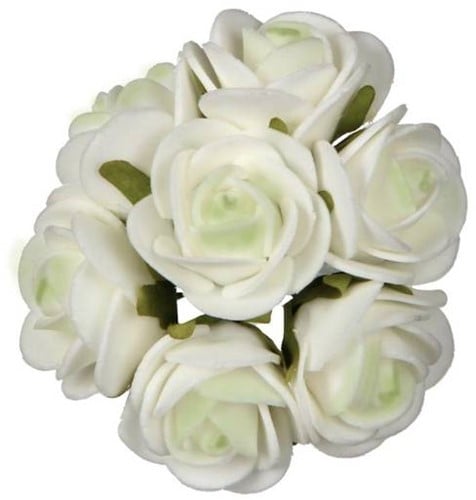 [A-014662] Mini Foam Roos Creme Groen 3 cm Zak 84 stuks