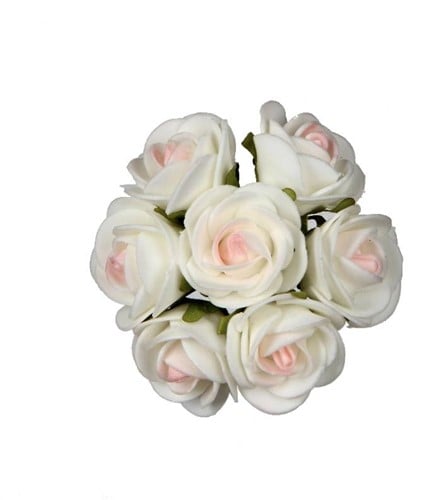 [A-014663] Mini Foam Roos Creme Roze 3 cm Zak 84 stuks