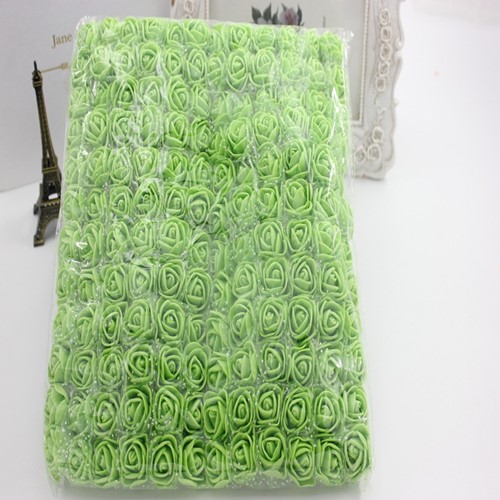 [A-014990] Mini Foam Roos met Tule Appelgroen 2 cm Bulk Pak 144 stuks