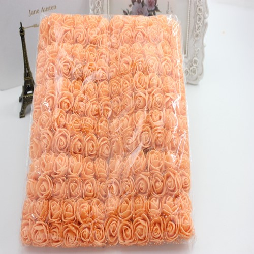 [A-014991] Mini Foam Roos met Tule Oranje 2 cm Bulk Pak 144 stuks