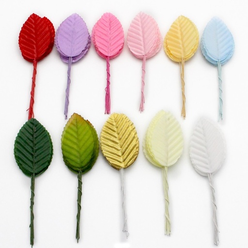 [A-015452] Blad Zijden blaadjes op draad Crème 3*5 cm PAK100