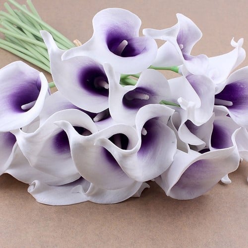 [A-015758] Calla Real Touch Wit Paars 7 cm 37 cm lang per stuk