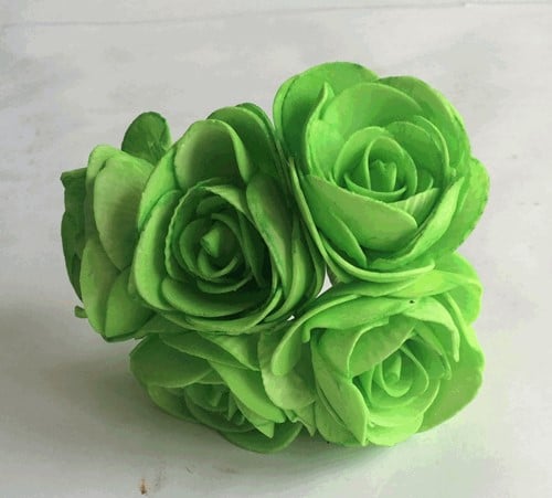 [A-015885] Camelia Ranonkel Groen Neon Foambloem doos 30 stuks
