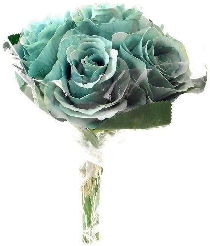 [A-016001] Zijden Roos Teal Bundel 7 stuks