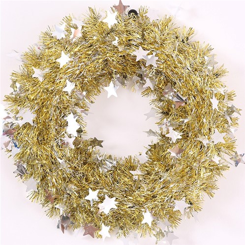 [A-016580] Dennenkrans Kunst Tinsel Goud Zilver 37 cm