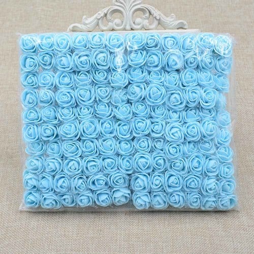 [A-017553] Mini Foam Roos Lichtblauw Babyblauw 2,5 cm Zak 144 stuks