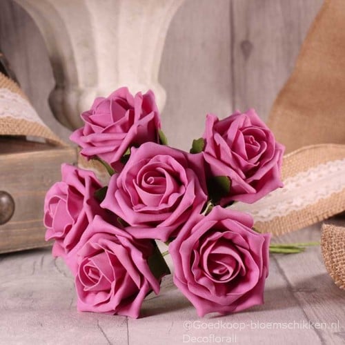 [A-017755] Foamroos Tea Rose Cerise Pink X6