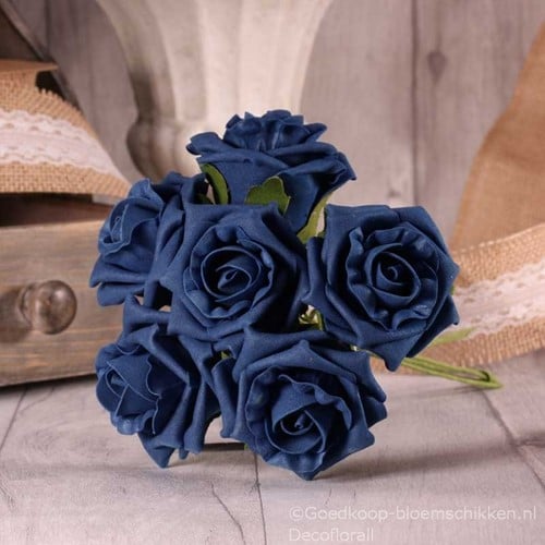 [A-017759] Foamroos Tea Rose Navy Blue 6 cm 6 stuks