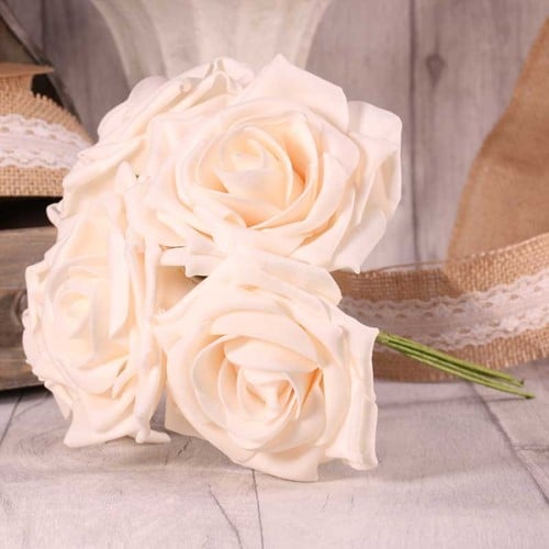 [A-017760] Foamroos Open Tea Rose Ivory 6 cm 5 stuks