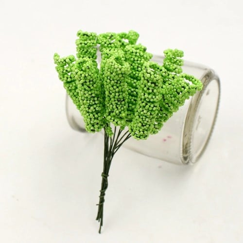 [A-022440] Foam Curly Stamen Bacca Pick Groen 12 stuks