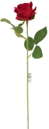 [A-022791] Zijden Roos Valentijnroos Single Rose Rood met Blad 70 cm per stuk