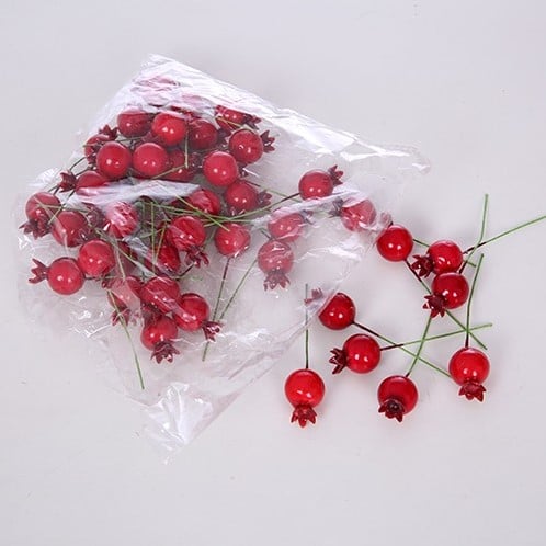 [A-024520] Besjes op draad Rood Kunstbloem 18 mm Zak 48 stuks