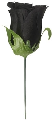 [A-024559] Zijden Roos Black Zwart op draad doos 40 stuks
