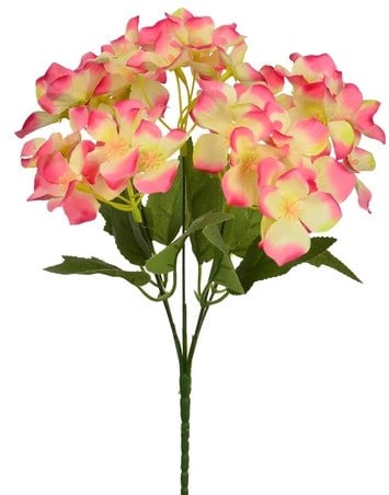 [A-024688] Hortensia Hydrangea Creme Roze Rand Zijdenbloem 30 cm