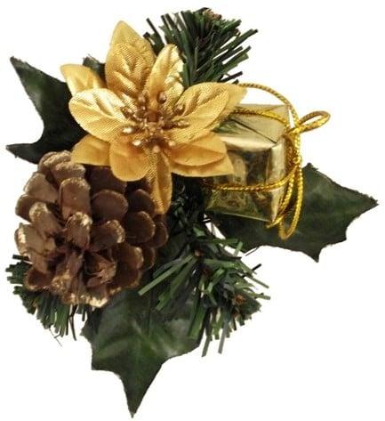 [A-024714] Kerstbijsteker Goud Kerstroos Cadeautje en Dennenappel doos 72 stuks