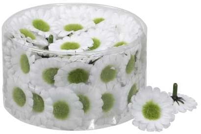 [A-025284] Madeliefjes Bloemkop Daisy Fabric Doosje 3 cm 100 stuks
