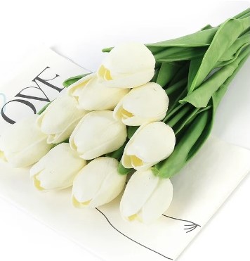 [A-025630] Tulpen Ivory Real Touch Foam 33 cm Bundel ca. 10 stuks