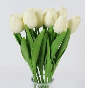 [A-025675] Tulpen Creme Real Touch Foam 33 cm Bundel ca. 10 stuks