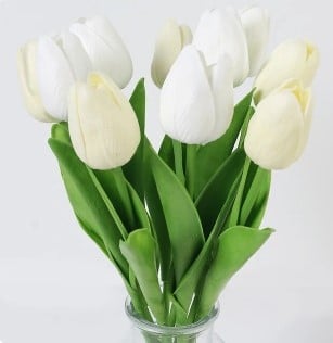 [A-025676] Tulpen Creme Wit Real Touch Foam 33 cm Bundel ca. 10 stuks