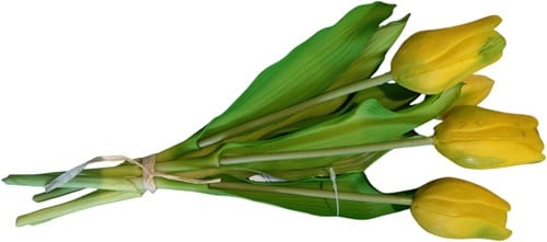 [A-027398] Tulpen Real Touch Geel Luxe Siliconen Latex Bundel 5 stuks