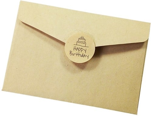 [A-019389] Stickers Happy birthday rond kraft etiket 100 labels