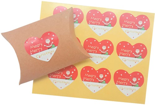 [A-019392] Sluitstickers Merry Christmas hart etiket 90 labels