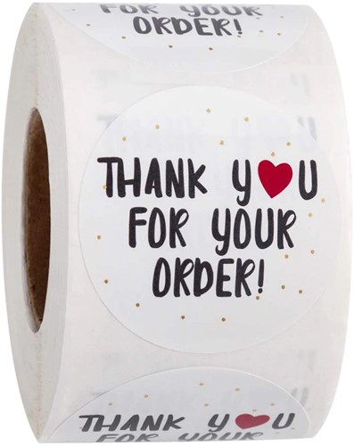 [A-019415] Sluitstickers Thank you for Your Order Rood hartje etiket rol 500 labels