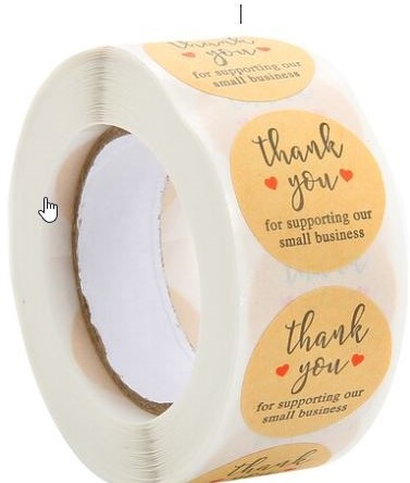 [A-019416] Sluitstickers Thank you for Supporting My Small Business Zwart Rood hartje etiket rol 500 labels